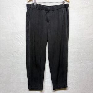 Eileen Fisher Tencel Lyocell Lantern Crop Ankle Pants Womens Size L Soot Black